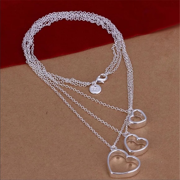 Heart Multilayered Sterling Silver Necklace - Picture 2 of 2